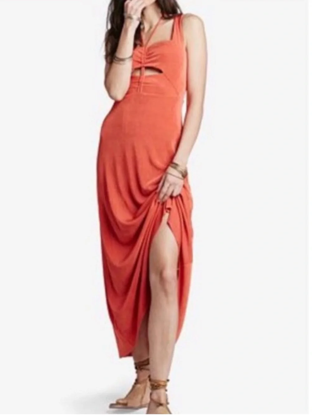 EUC Free People Orange hypnotized cutout maxi dress size medium